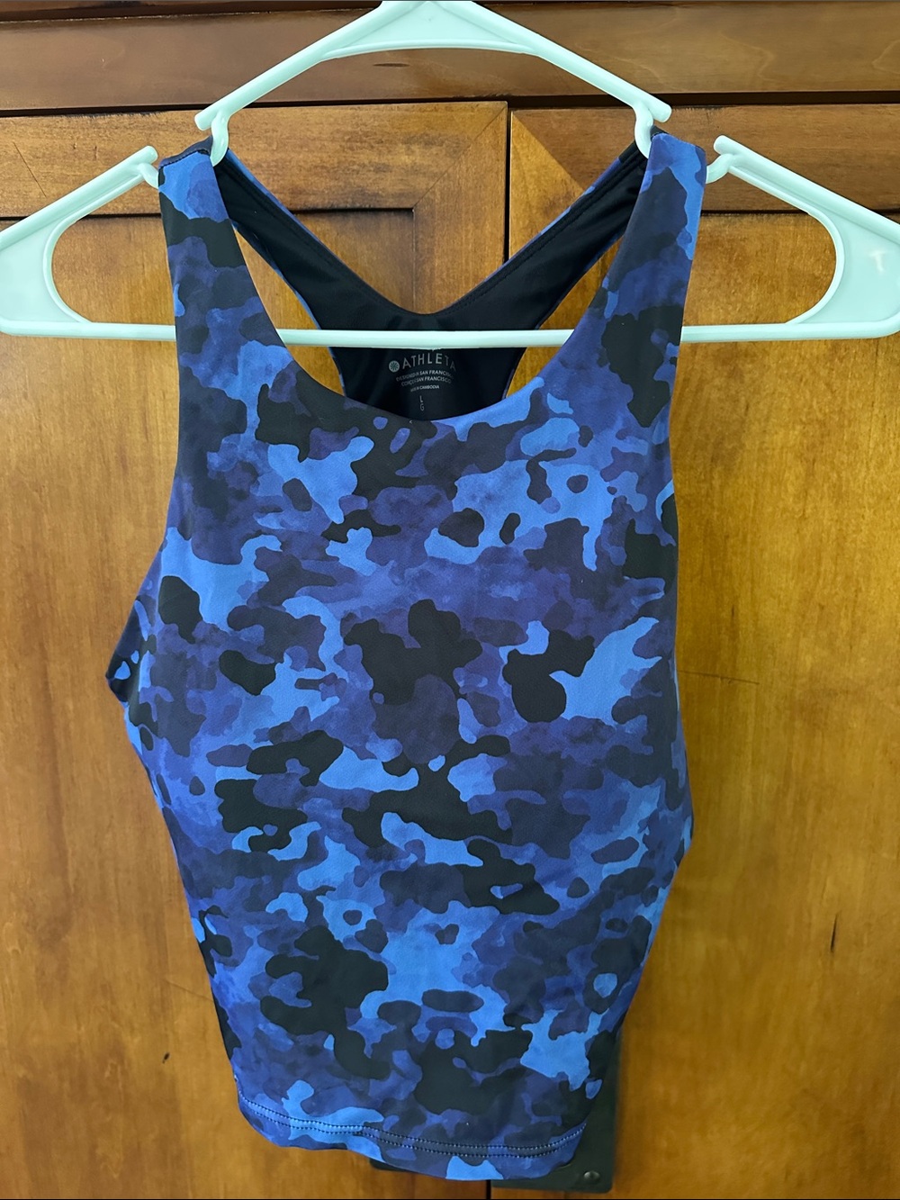 Athleta Blue Camo High-Neck Workout Tank